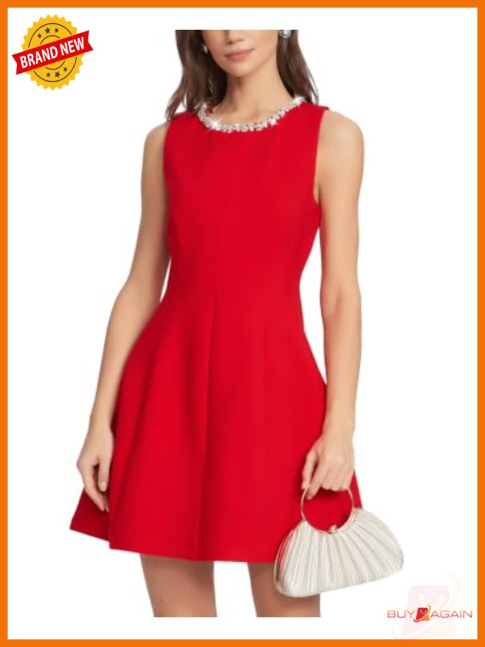 Rhinestone Mini Dress A-Line Cocktail Party Tank Dress Sleeveless